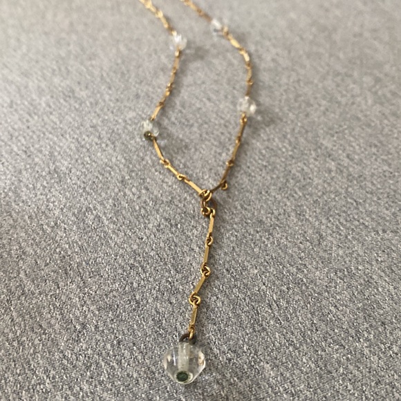 SOLD Gold and Crystal Teardrop Layering Necklace - Picture 6 of 7